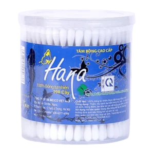 Tăm bông, Hana lõi gỗ hộp tròn (200 cái/ hộp), Imexco - Ảnh 1