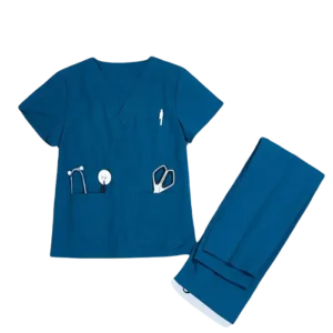 Bộ đồng phục y tế mùa hè, cotton lạnh Hàn Quốc xanh dương - Ảnh 1