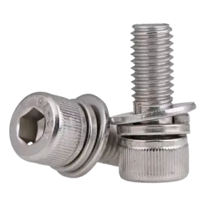 Bộ bu lông lục giác chìm đầu trụ, DIN912-M6x16-SUS304 kèm đệm phẳng DIN125A-M6x16 và đệm vênh DIN127A-M6x16 - Ảnh 1