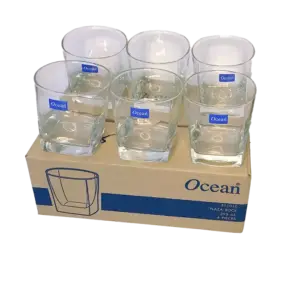 Bộ cốc thủy tinh lùn đáy vuông, B11010 KT50x35x40cm (6 cái/ bộ) , Ocean - Ảnh 1