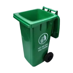 bl007035 thung rac nhua hdpe mau xanh la co banh xe 120l