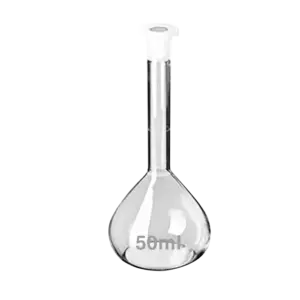 Bình định mức, PN: 2030100005702 trắng có nút A 50ml, Genlab - Ảnh 1