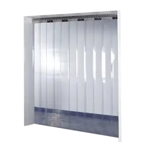 Rèm nhựa, PVC màu trắng trong KT2100x2500x1.5mm xếp chồng 50mm đóng thành khung - Ảnh 1