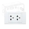 Bộ ổ cắm đôi, S18UE2/S2157 2 chấu kèm đế âm, Sino - Ảnh 1