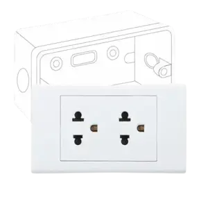 Bộ ổ cắm đôi, S18UE2/S2157 2 chấu kèm đế âm, Sino - Ảnh 1