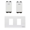 Bộ mặt 2 mô đun kèm 2 công tắc 1 chiều, S18CC2X/ S18CCS/S, Sino - Ảnh 1
