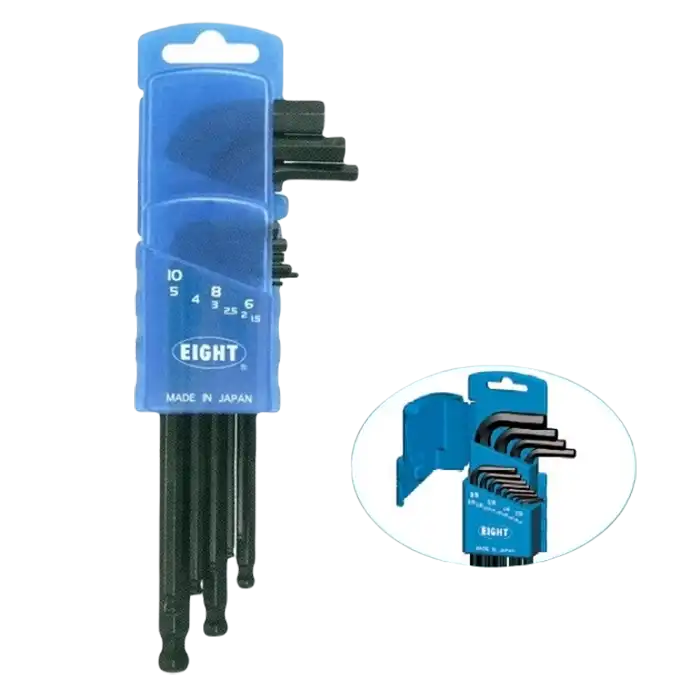 bl021482-bo-luc-giac-chim-mau-den-9-co-luc-giac-tu-15-den-10mm-016-1510d-eight Bộ lục giác chìm, 016-1510D màu đen 1.5-10mm (9 chi tiết/ bộ), Eight - Ảnh 1