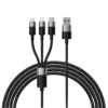bl024781 cap sac 3 dau mau den lve059 12 bk 3a usb toi type c lightning micro usb 12m baseus