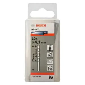 bl027076 bo mui khoan sat va inox pn 2608585881 hss co din 338 d41mm 10 cai hop bosch