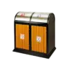 bl030761 thung rac 2 ngan nan thep phun son gia go kt900x480x890mm