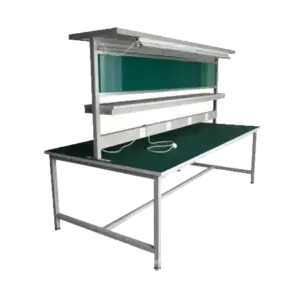 bl031370 ban thao tac khung thep son tinh dien mat ban inox 304 co den va o cam kt1200x1000x800mm