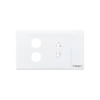 Bộ ổ cắm đôi 2 chấu, 2 lỗ S18UXX + hạt 1 chiều S18-S30/1/2M + đế nổi cao CK157RH KT120x70x35, Sino - Ảnh 1