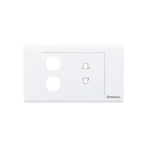 Bộ ổ cắm đôi 2 chấu, 2 lỗ S18UXX + hạt 1 chiều S18-S30/1/2M + đế nổi cao CK157RH KT120x70x35, Sino - Ảnh 1
