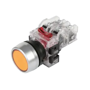 Nút nhấn không đèn, MRF-RA1Y màu vàng viền nhôm phi 22, Hanyoung - Ảnh 1