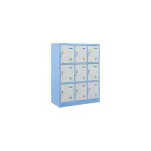 bl044487 tu de do ca nhan thep son tinh dien mau xanh trang 3 tang 12 canh kt1400x300x1000mm moi o 30x30x30cm