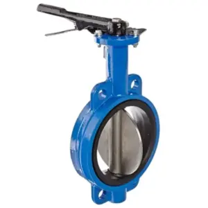 Van bướm tay gạt, KT:DN150; thân gang cánh inox; kẹp bích Wafer; áp lực PN16, Samwoo - Ảnh 1