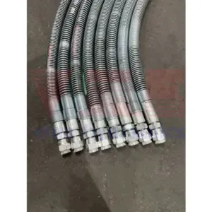 Ống thủy lực 1/2" 2AT, WP 275 bar; L=700mm; bấm sẵn 2 đầu gồm: 1 đầu ren 10 hệ JIC và 1 đầu ren 21 hệ BSPT (kèm kép ren 21), Sinopulse - Ảnh 1