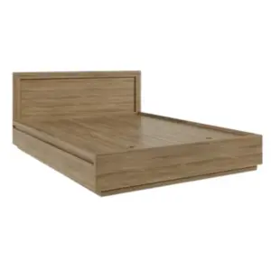 Giường ngủ đơn gỗ MDF màu nâu, KT: W1.2mx L2mx H40cm (không có hộc tủ dưới), OEM - Ảnh 1