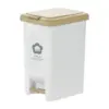 Thùng rác đạp chữ nhật kèm ruột, Hiro 15L (HIN.RACN.R015/ xám trắng + nắp nâu vàng), Inochi - Ảnh 1