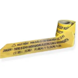 Băng cảnh báo cáp điện ngầm màu vàng, KT:15cmx100m, OEM - Ảnh 1