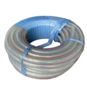 Ống nhựa lõi thép, ID60x OD68mm (trong suốt/ gân xanh đỏ/ cuộn 30m), OEM - Ảnh 1