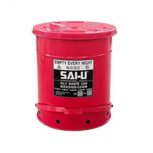 Thùng rác chống cháy bằng kim loại, WC014R kích thước: 54x55x51cm màu đỏ, SAI-U - Ảnh 1