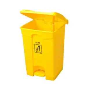 Thùng rác nhựa HDPE đạp chân, 50 lít; kích thước: 410x380x560mm; màu vàng, Trung Quốc - Ảnh 1