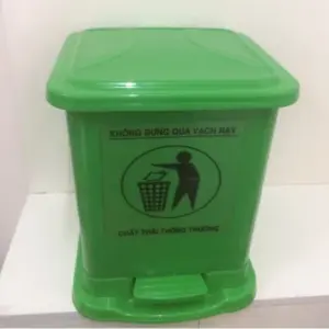 Thùng rác nhựa HDPE đạp lớn, kích thước: 340x320x440mm; màu xanh lá, Duy Tân - Ảnh 1