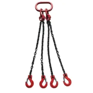 Bộ sling xích, Loại 4 sợi 16mm tổng tải 30T (bao gồm: 4 Khóa nối xích 16mm + 4 Dây xích 16mm x 1M + 4 Móc cẩu xích có lẫy + 1 Khuyên mẹ con), OEM - Ảnh 1