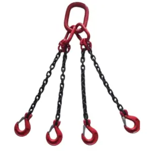 Bộ sling xích, Loại 4 sợi 13mm tổng tải 20T (bao gồm: 4 Khóa nối xích 13mm + 4 Dây xích 13mm x 1M + 4 Móc cẩu xích có lẫy + 1 Khuyên mẹ con), OEM - Ảnh 1