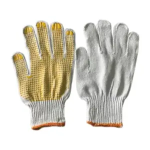 Găng tay len phủ hạt nhựa màu vàng, 60g, OEM - Ảnh 1